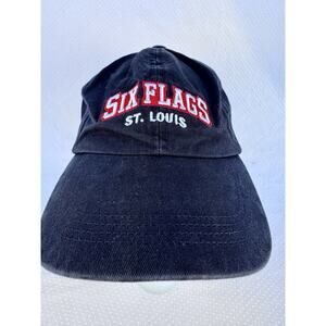 Vintage SIX FLAGS Saint Louis Hat Men's One-Size Blue Soft Cotton Baseball Cap